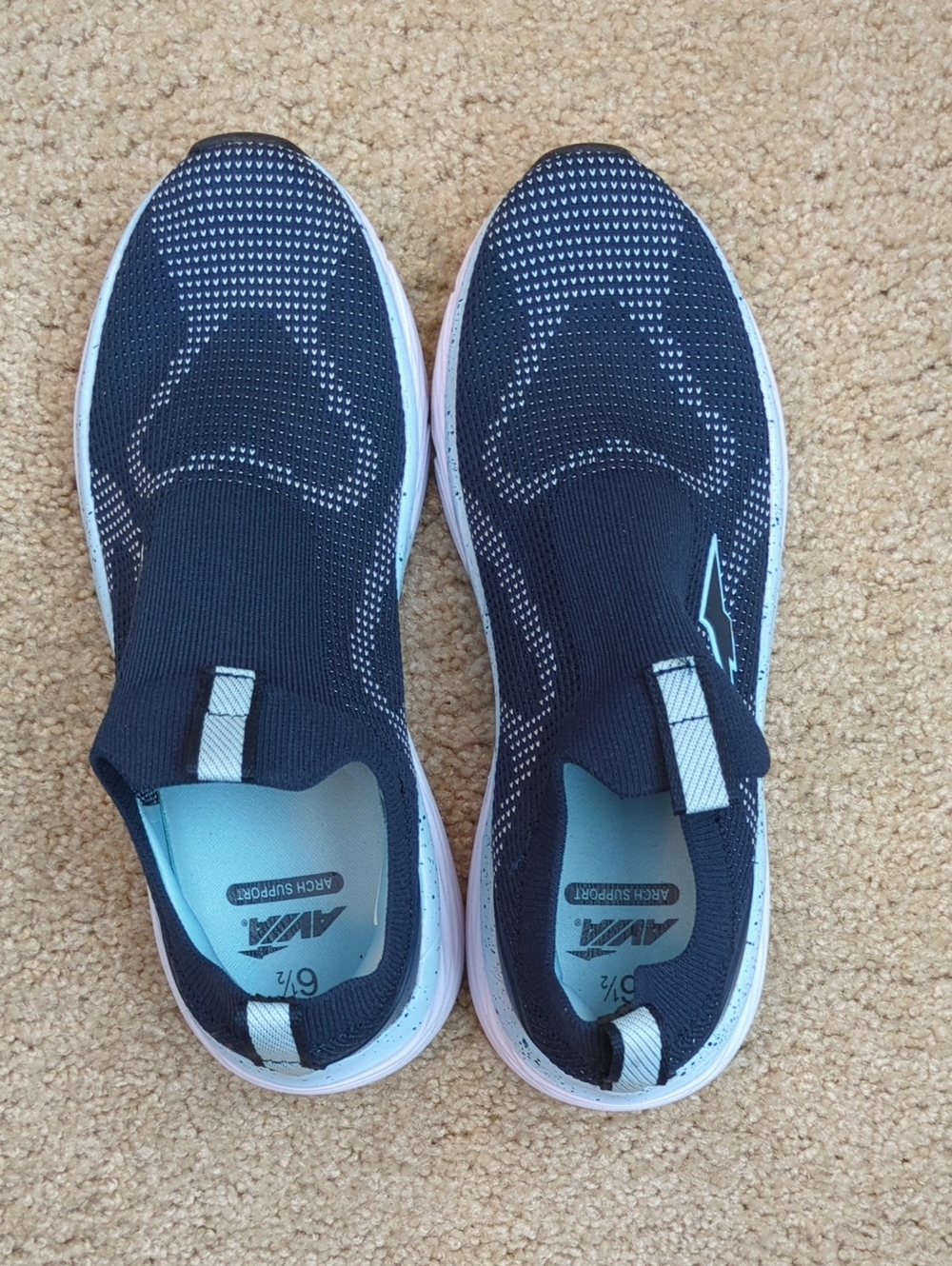 Avia Women's Slip-On Athletic Shoes in Black and Light Blue